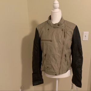 RD Style faux leather jacket beige and black Moro